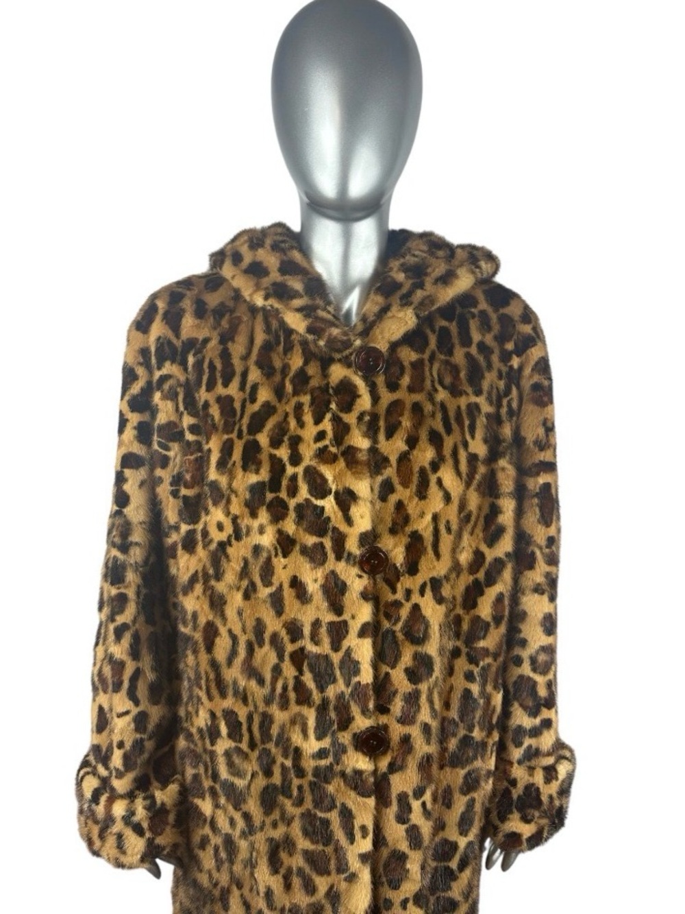 Leopard Print STENCILLED MINK Reversible Stroller w/Hood, Size M,
